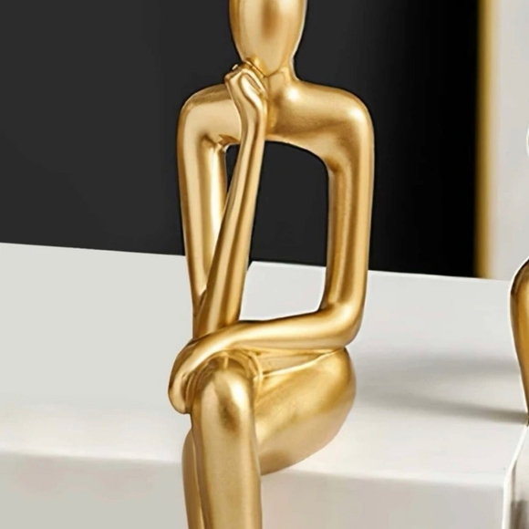 Golden Abstract Sitting Sculpture - Picture 1 of 4